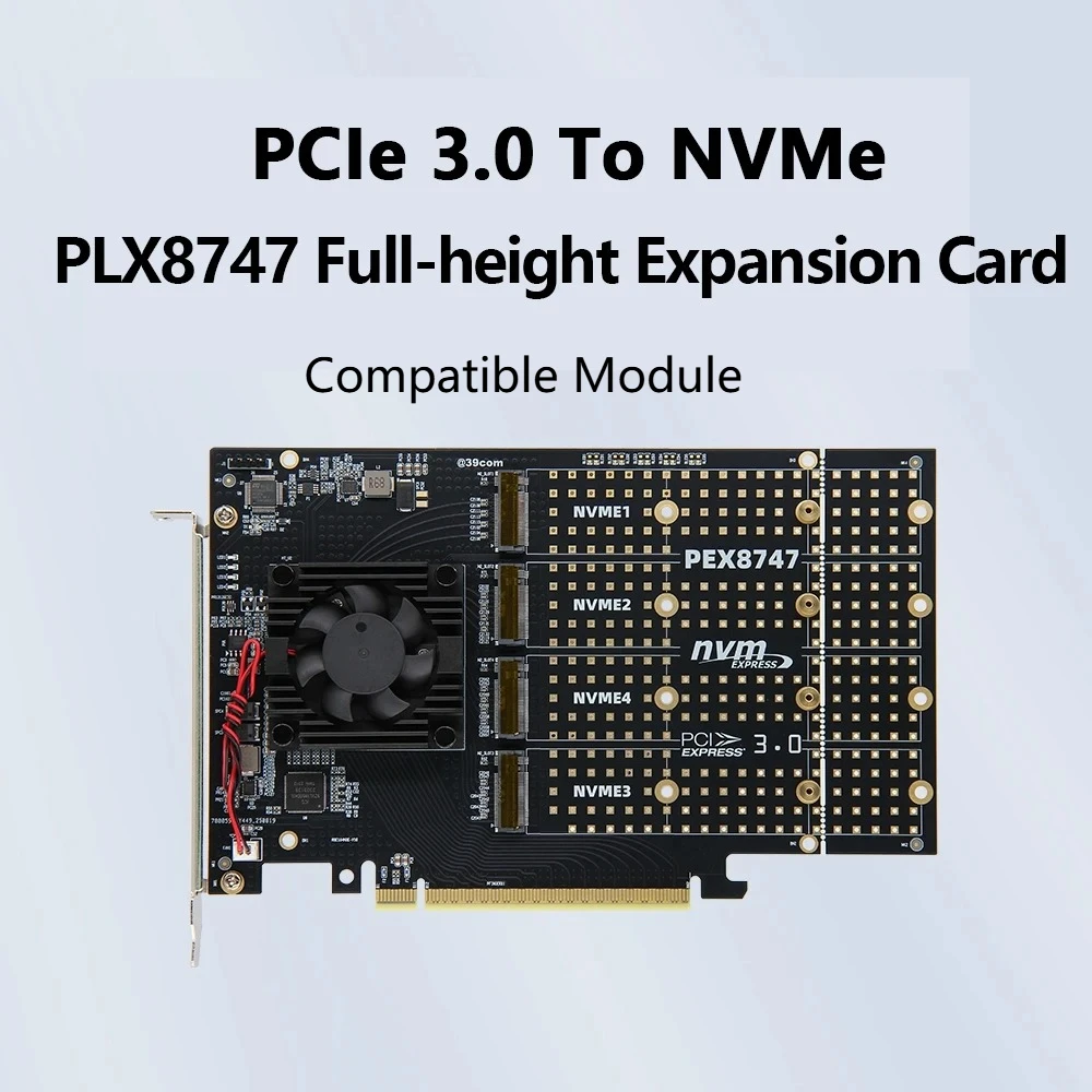 การ์ดขยาย PLX8747 Quad M.2 NVM - Quad M.2 Nvme Pcie Bifurcation Card บทวิจารณ์และราคา