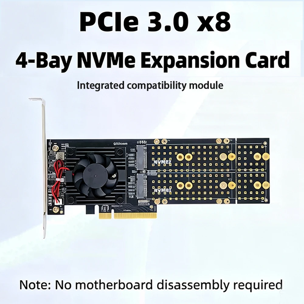 การ์ดขยาย PLX8747 Quad M.2 NVM - Quad M.2 Nvme Pcie Bifurcation Card บทวิจารณ์และราคา