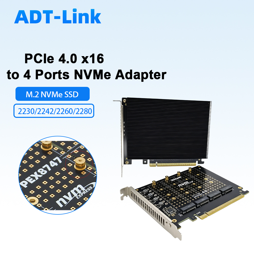 การ์ดอะแดปเตอร์ PCIe 4.0 X16 เ - Quad M.2 Nvme Pcie Bifurcation Card บทวิจารณ์และราคา