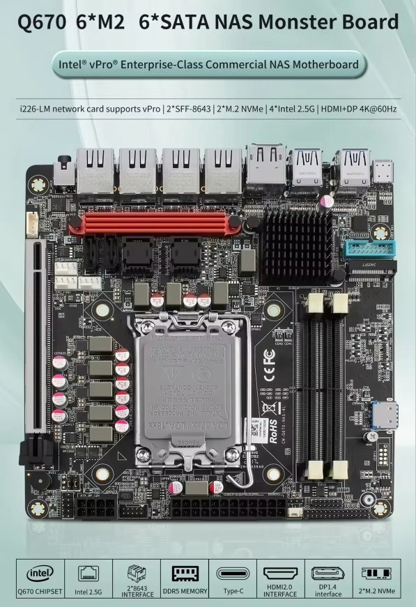 เมนบอร์ด In-tel VPro Q670 NAS  - Lga 1700 Ddr5 Itx Motherboard บทวิจารณ์และราคา