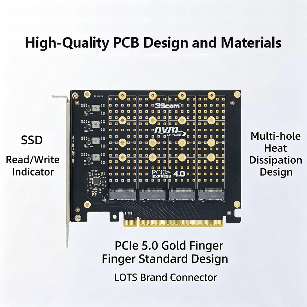 การ์ดแปลง PCIe 4.0 X16 เป็น 4  - Quad M.2 Nvme Pcie Bifurcation Card บทวิจารณ์และราคา