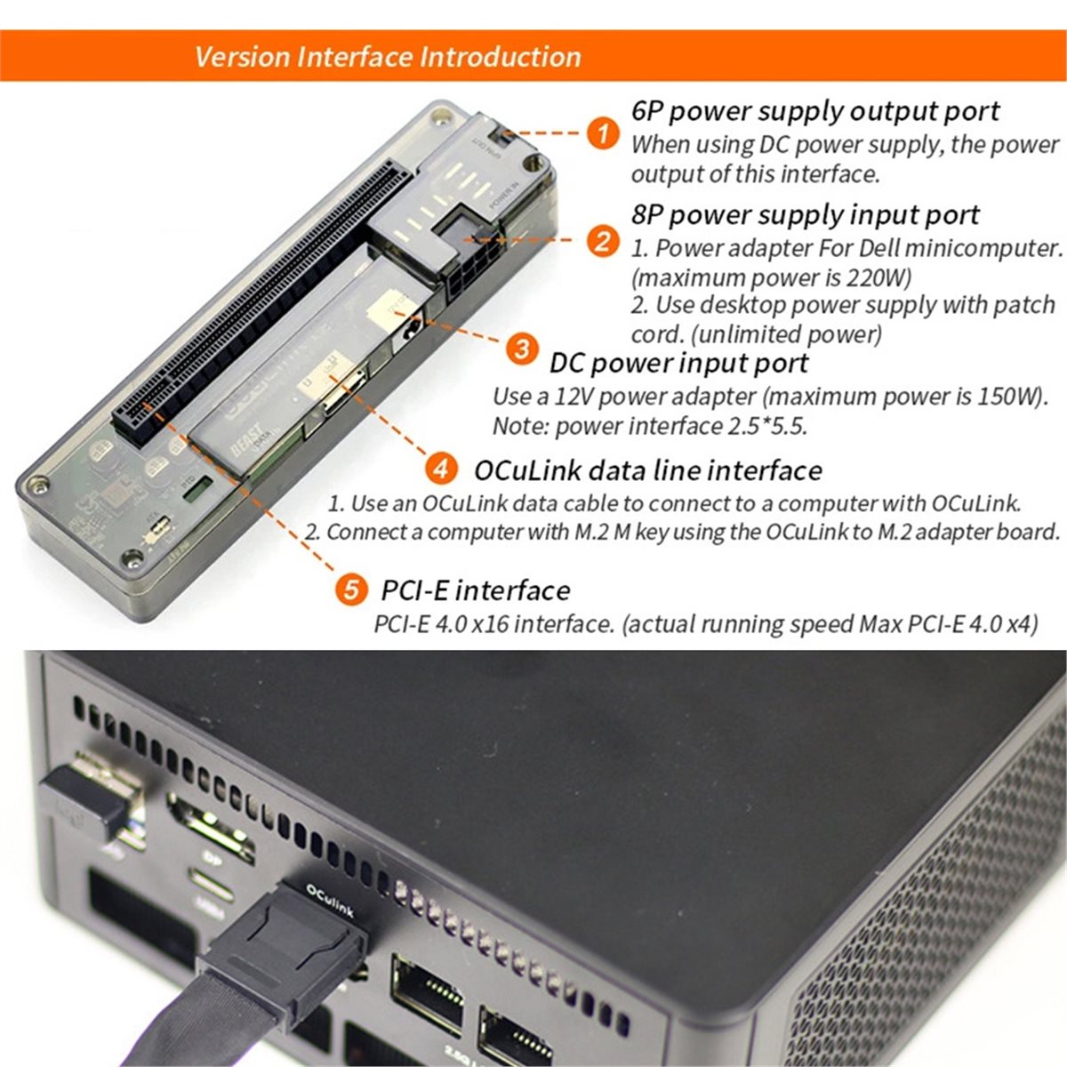 โปรโมชั่น OCuLink GPU Dock พร้ - External Gpu Dock Pcie 4.0 Oculink บทวิจารณ์และราคา