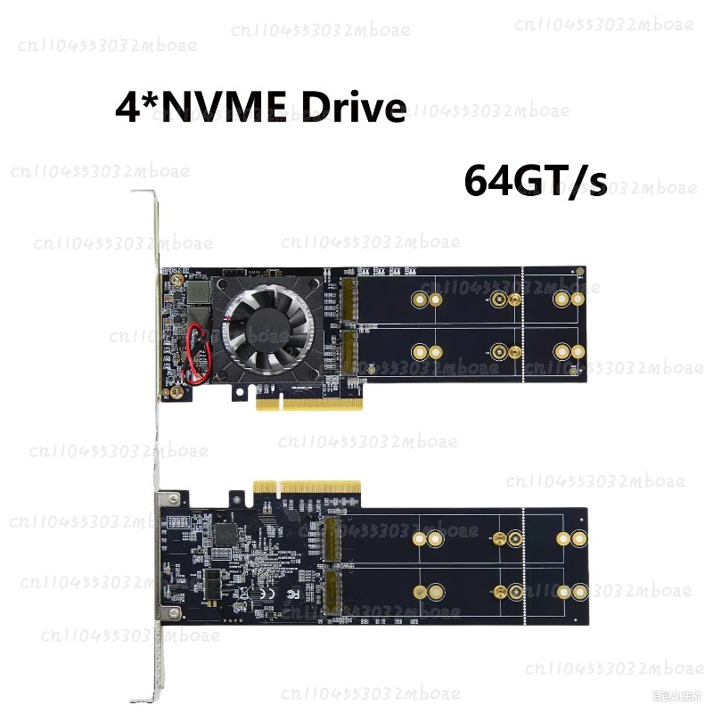 PEX8747 ชิป PCIe 3.0 X8 Quad M - Quad M.2 Nvme Pcie Bifurcation Card บทวิจารณ์และราคา